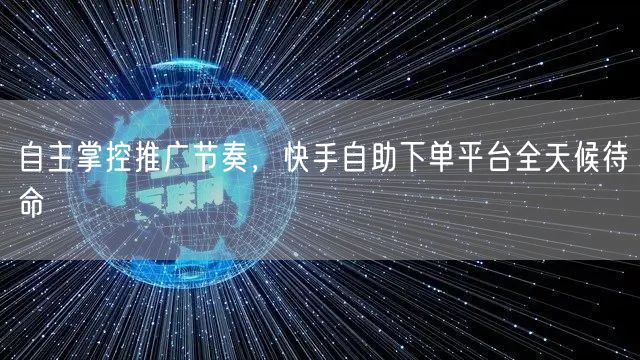 自主掌控推广节奏，快手自助下单平台全天候待命