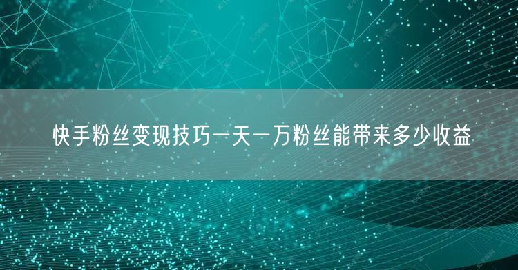 快手粉丝变现技巧一天一万粉丝能带来多少收益