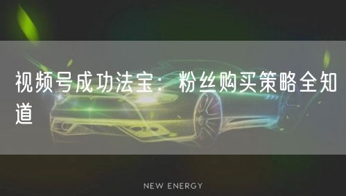 视频号成功法宝：粉丝购买策略全知道