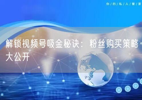 解锁视频号吸金秘诀：粉丝购买策略大公开