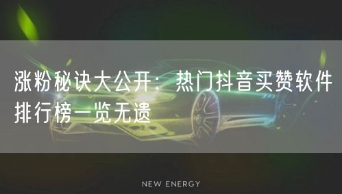 涨粉秘诀大公开：热门抖音买赞软件排行榜一览无遗